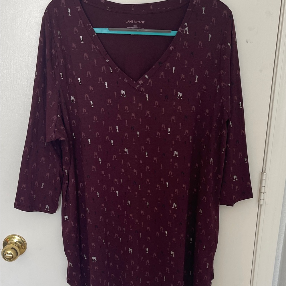Lane Bryant Maroon Long Sleeve Top